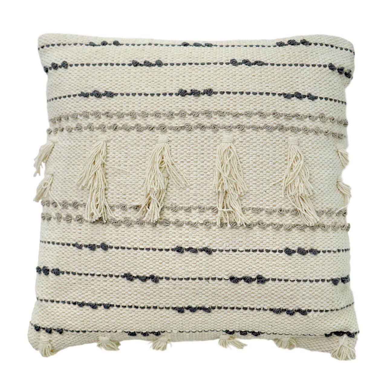 American Art D&#xE9;cor&#x2122; Handwoven Cream Boho Moroccan Decorative Throw Pillow